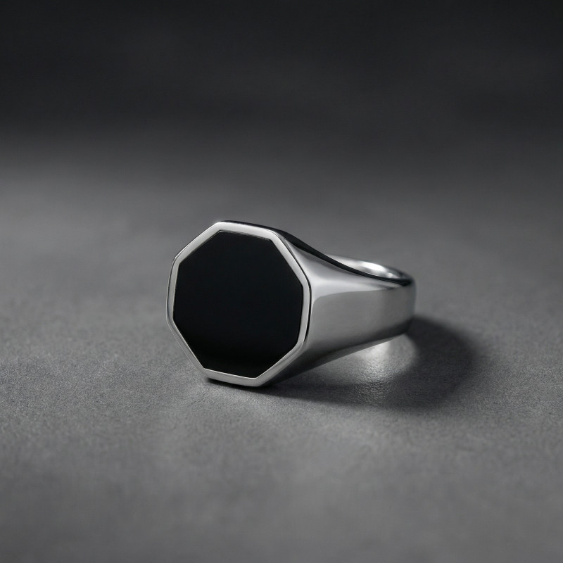 Wholesale Men's Stainless Steel Octagon Signet Ring
