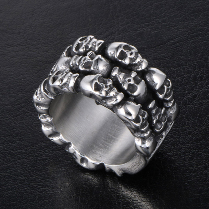 Wholesale Stainless Steel Multiple Skulls Ring