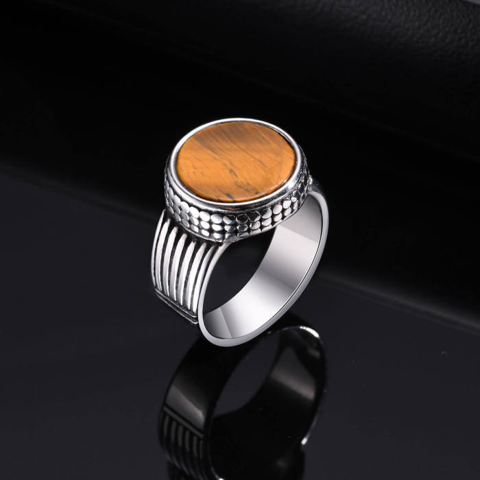 Wholesale Stainless Steel Men's Tiger Eye Ring