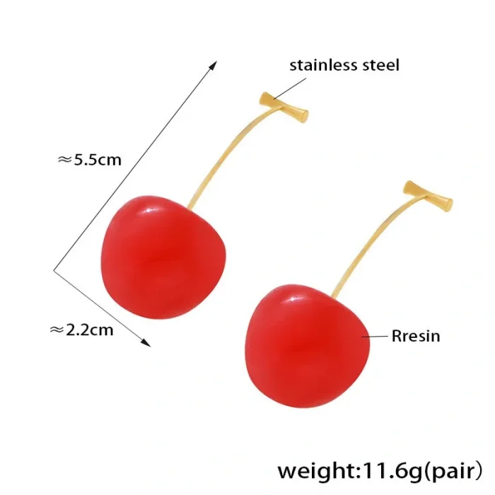 Wholesale Stainless Steel Resin Cheery Earrings