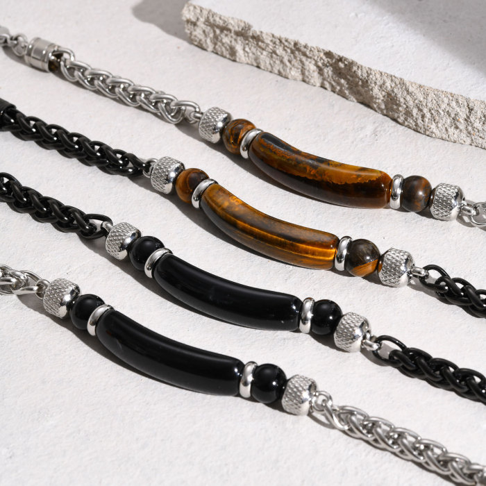 Wholesale Stainless Steel Chain Onyx Bracelet