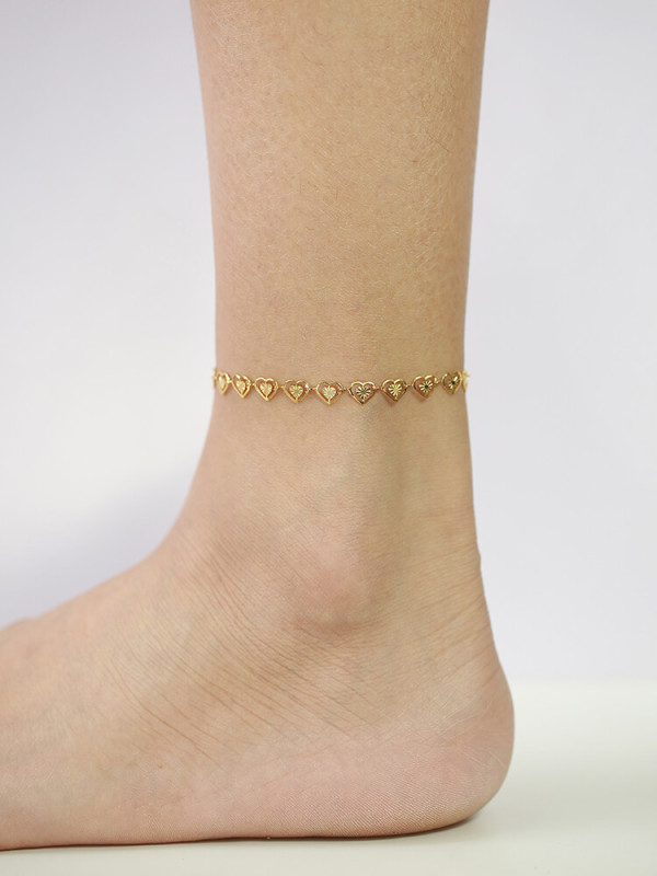 Wholesale Stainless Steel Eleglant Open Heart Link Chain Anklet