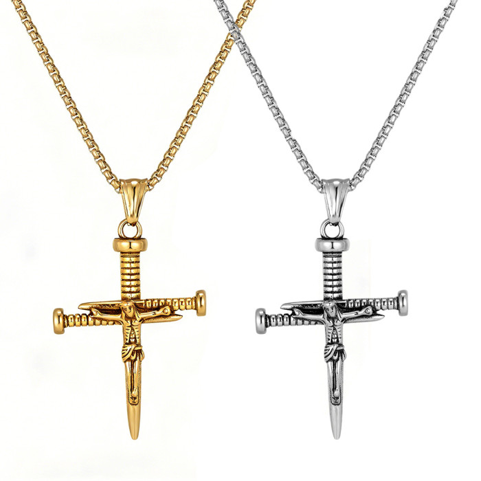 Wholesale Men's Stainless Steel Nail Cross Pendant
