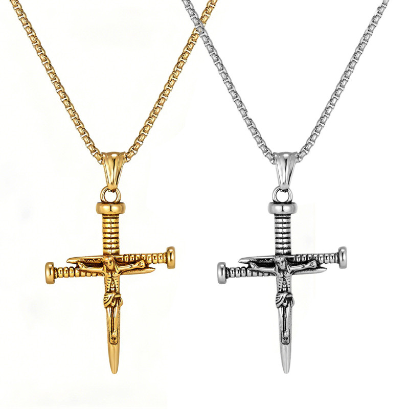Wholesale Men's Stainless Steel Nail Cross Pendant
