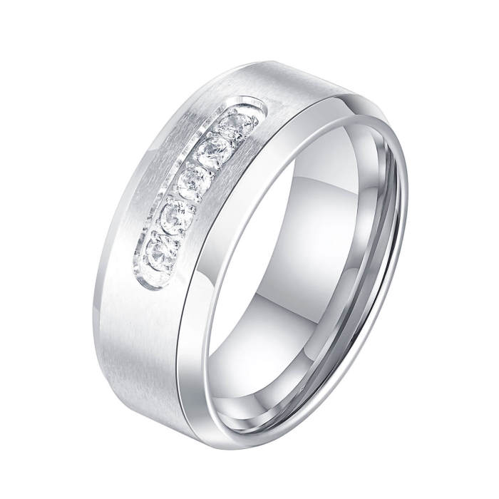 Wholesale Stainless Steel Brush Ring with Zirconia