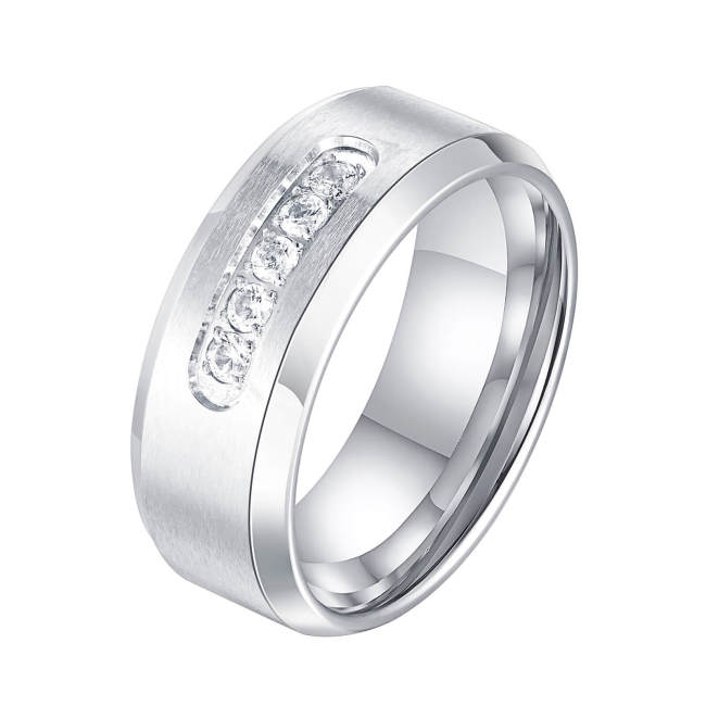 Wholesale Stainless Steel Brush Ring with Zirconia