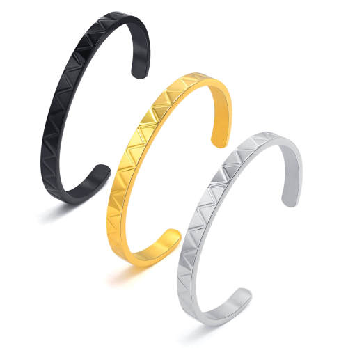 Wholesale Stainless Steel Textured Cuff Bracelet for Men