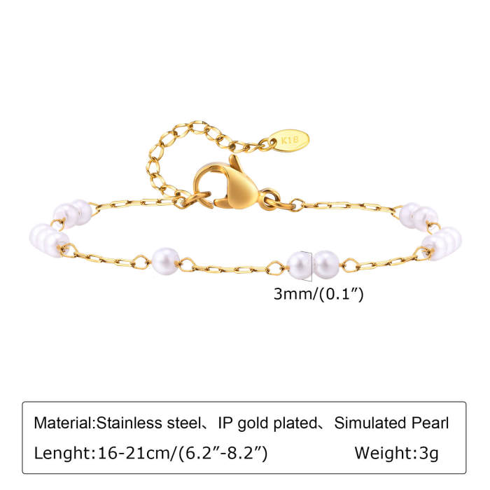 Wholesale Stainless Steel Imitation Pearl Bracelet
