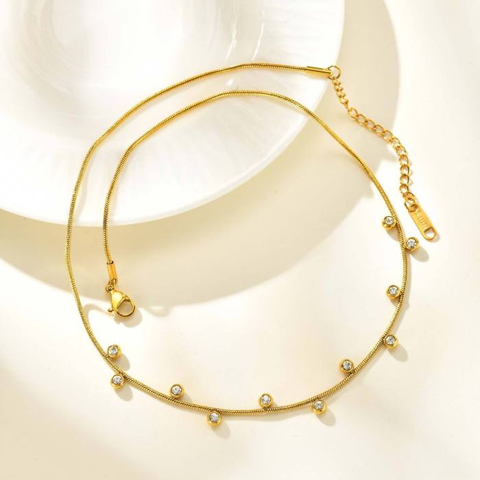 Wholesale Stainless Steel White Zirconia Necklace