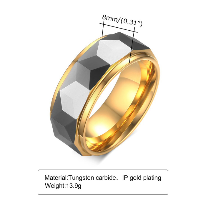 Wholesale Black Tungsten Ring Matte Facet Cut Step Edge