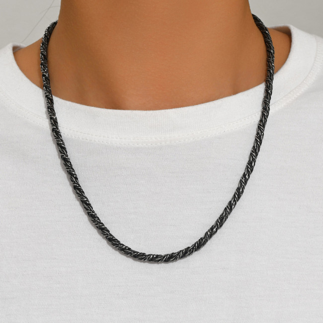 Wholesale Men's Oxidized Stainless Steel Wheat Chain