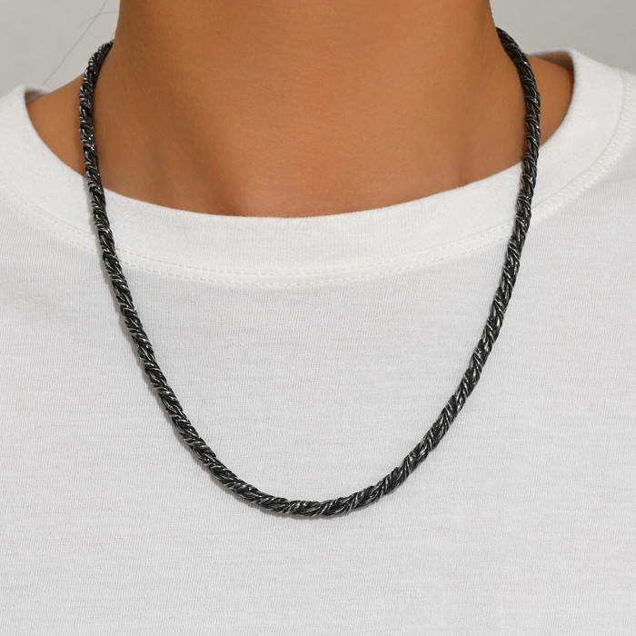 Wholesale Men's Oxidized Stainless Steel Wheat Chain
