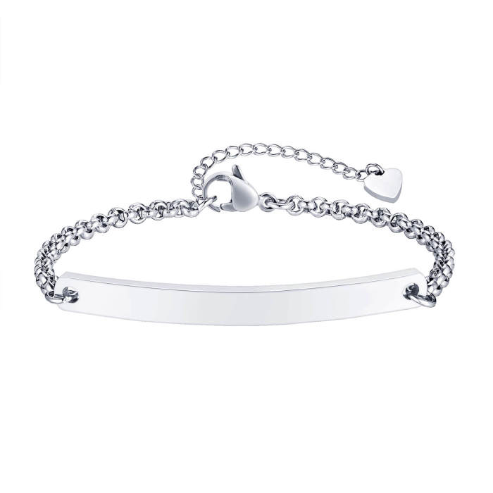 Wholesale Stainless Steel Blank Curved Tag Bracelet