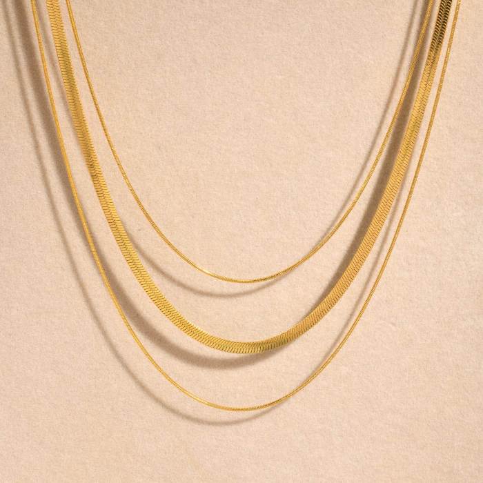 Wholesale Stainless Steel Triple Layered Snake Chain Necklace