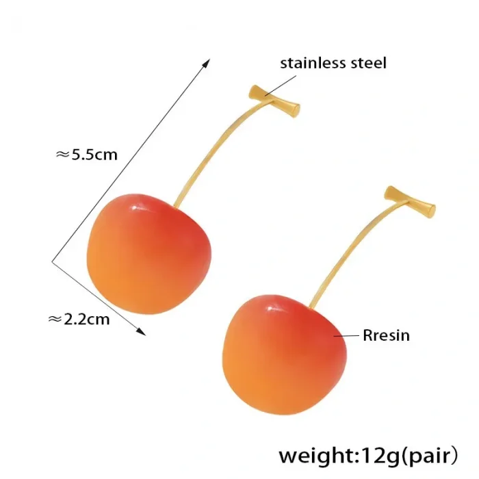 Wholesale Stainless Steel Resin Cheery Earrings