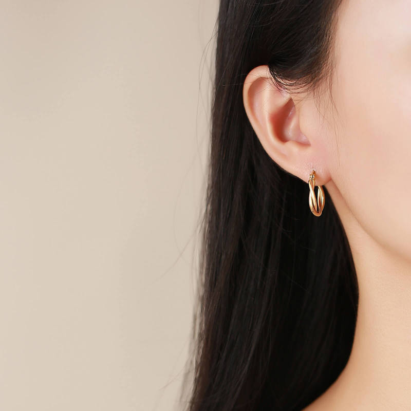 Wholesale Stainless Steel Stylish Double Hoop Earrings