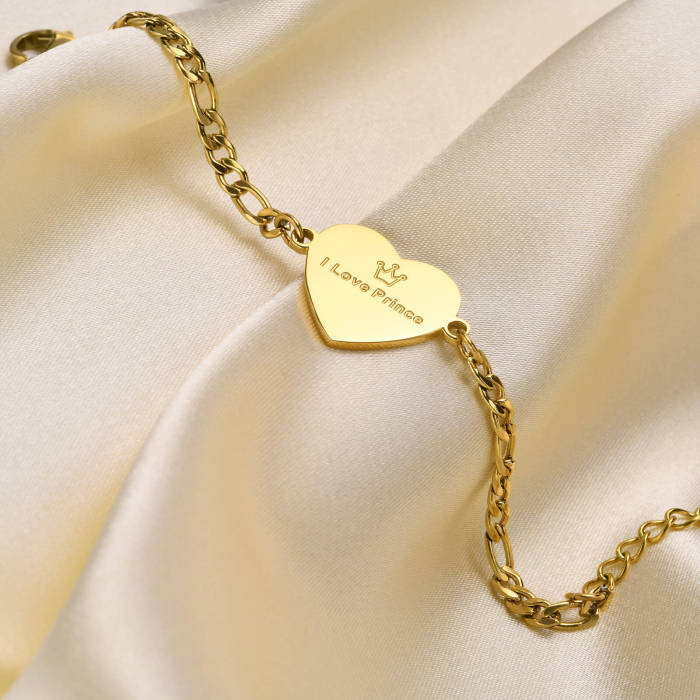 Wholesale Stainless Steel 'I Love Prince' Heart Bracelet