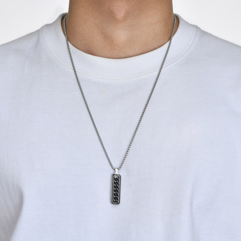 Wholesale Stainless Steel Cuban Chain Texture Pendant