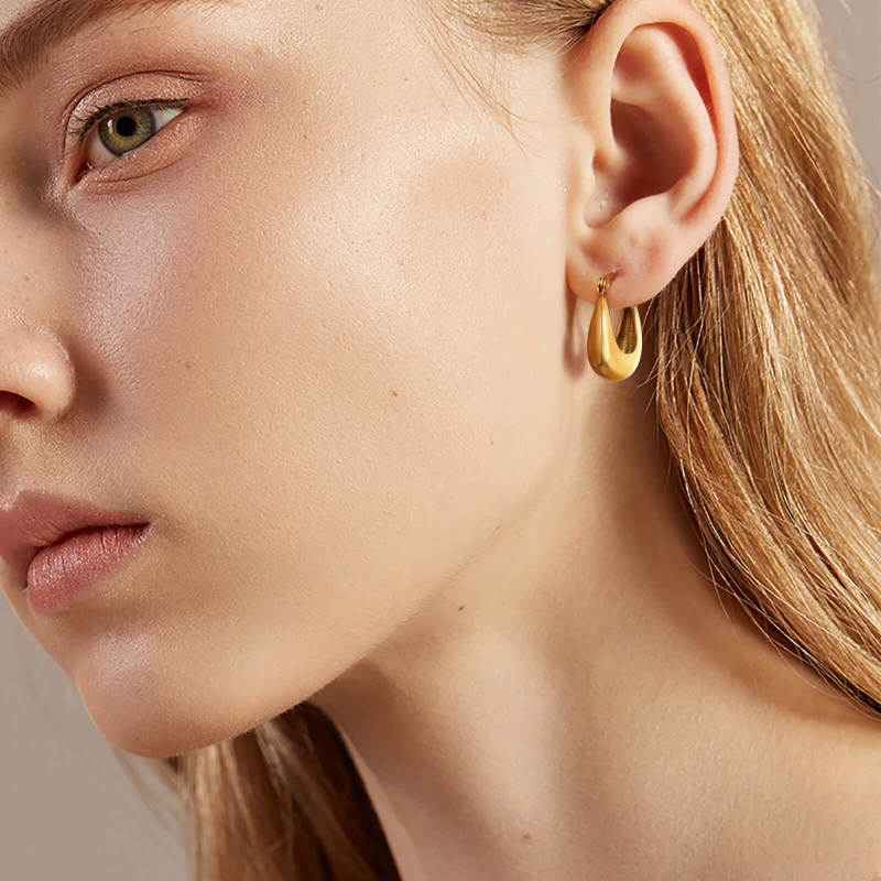 Wholesale Stainless Steel Chunky U-Shaped Hoop Earrings