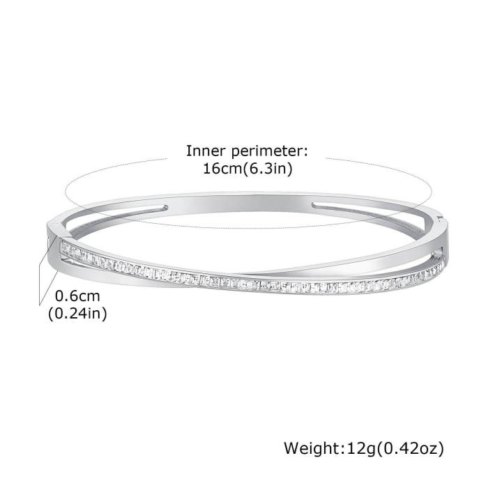 Wholesale Stainless Steel White CZ Interlocking Bangle