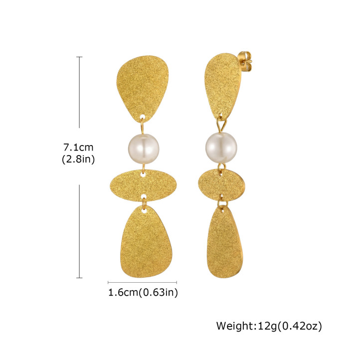 Wholesale Gold Plated Pearl & Flower Statement Dangle Earrings