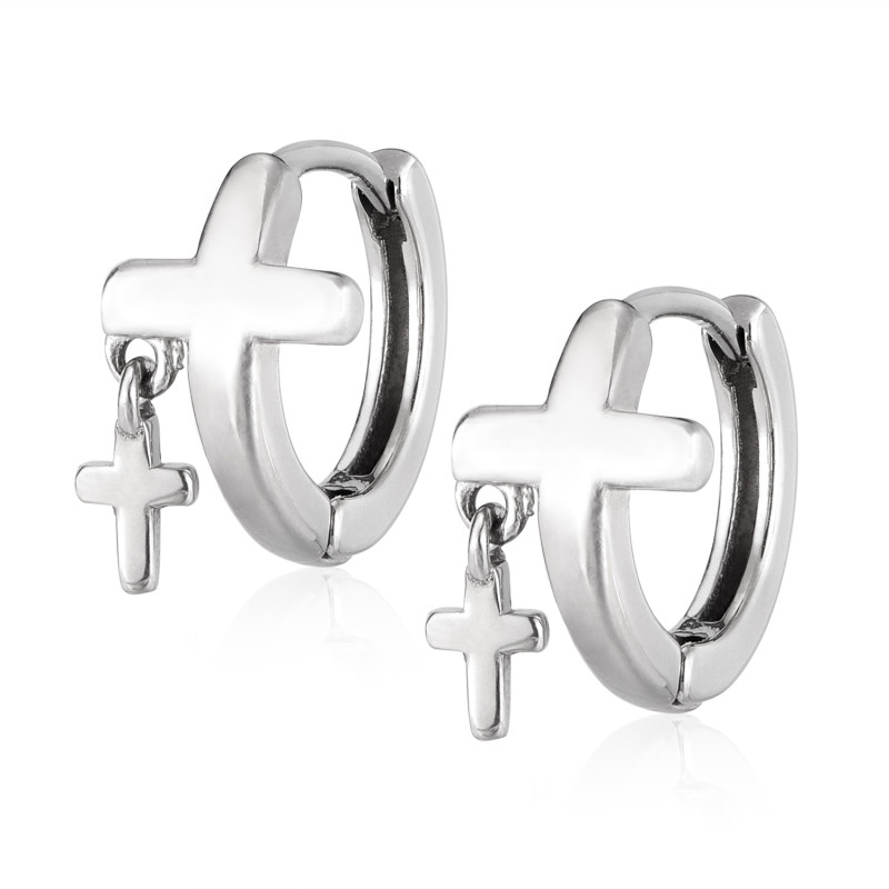 Wholesale Stainless Steel Double Cross Earrings