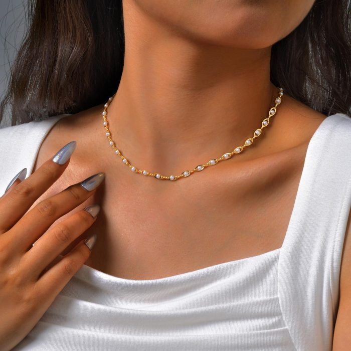 Wholesale Copper Imitation Pearl Necklace