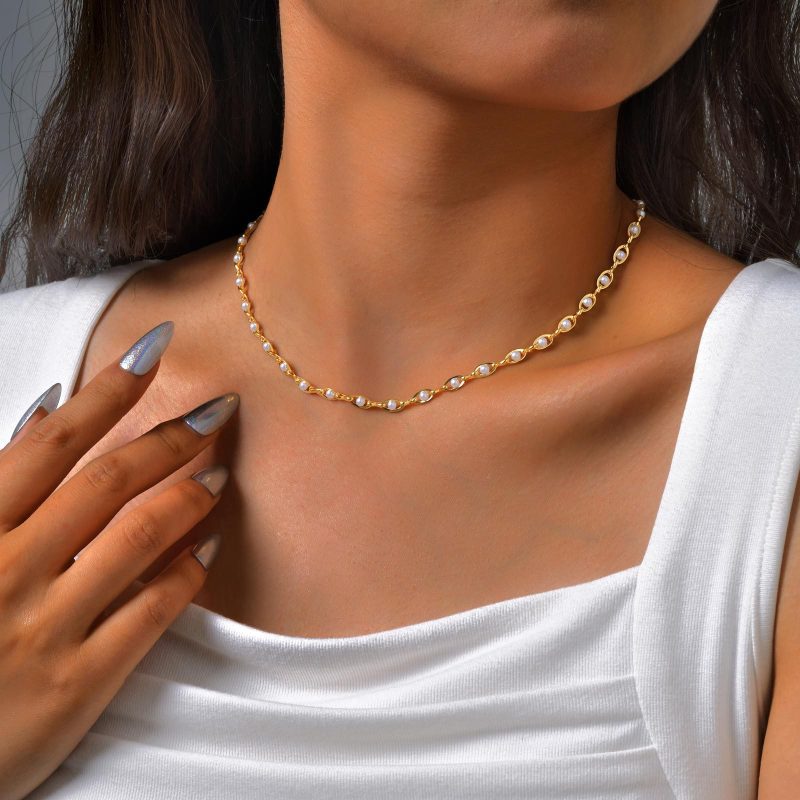 Wholesale Copper Imitation Pearl Necklace