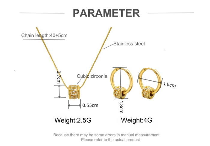 Wholesale Stainless Steel CZ Beads Earring Necklace