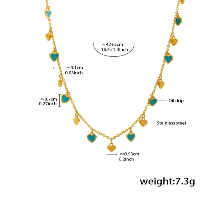 Wholesale Stainless Steel Colorful Heart Jewelry Set