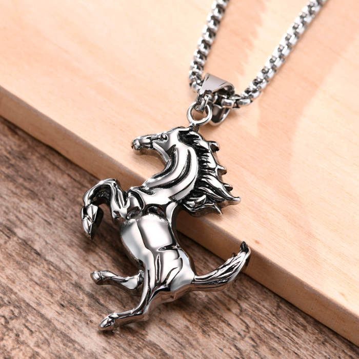Wholesale Stainless Steel Running Horse Pendant Necklaces