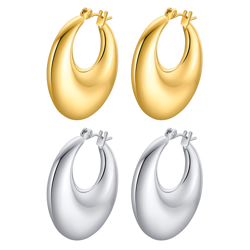 Wholesale Stainless Steel Chunky C Earrings