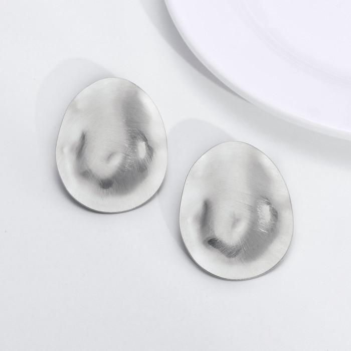 Wholesale Stainless Steel Fashion Oval Matt Earrings