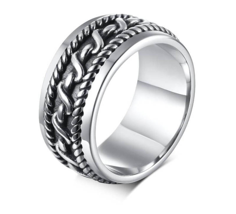 Wholesale Stainless Steel Punk Braided Ring