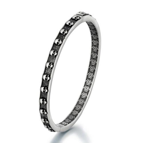 Wholesale Retro Stainless Steel Skull Bangle