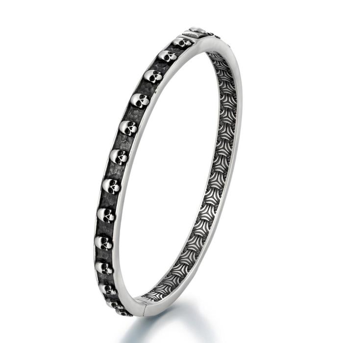 Wholesale Retro Stainless Steel Skull Bangle