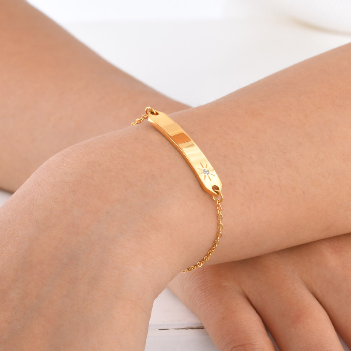 Wholesale Stainless Steel Gold Engravable Bar Bracelet