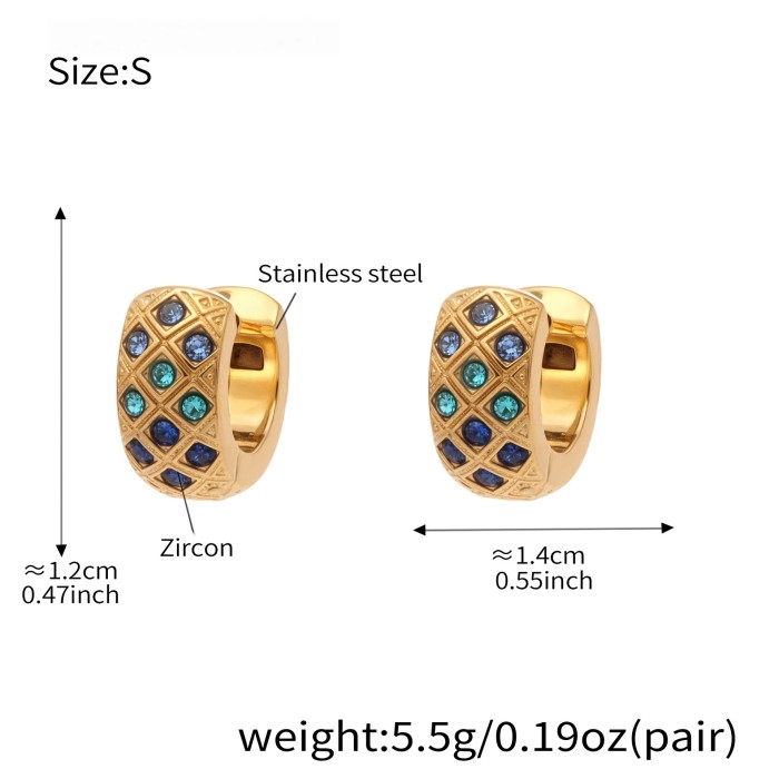 Wholesale Stainless Steel Gold Pave Hoop Earrings