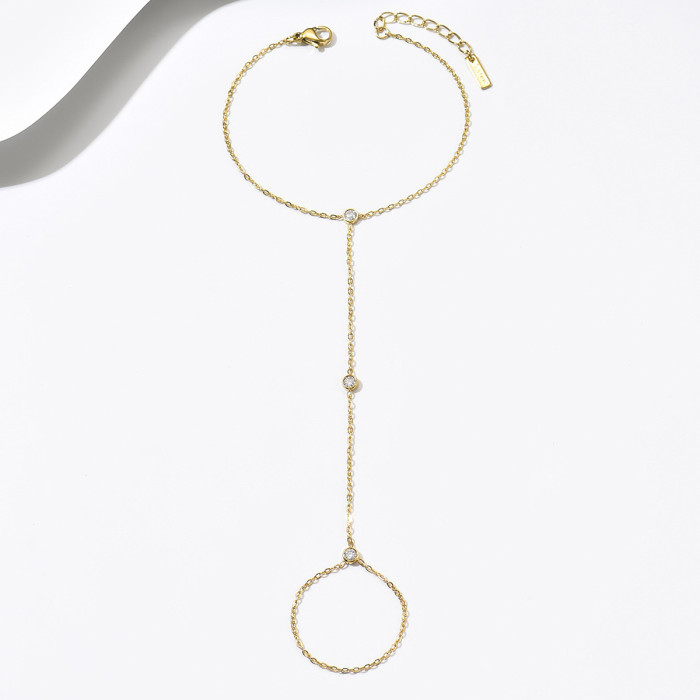 Wholesale Slave Bracelet - Minimalist Triple Zircon Hand Chain
