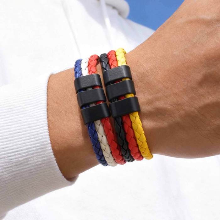Multicolor Braided Leather Bracelet Wholesale