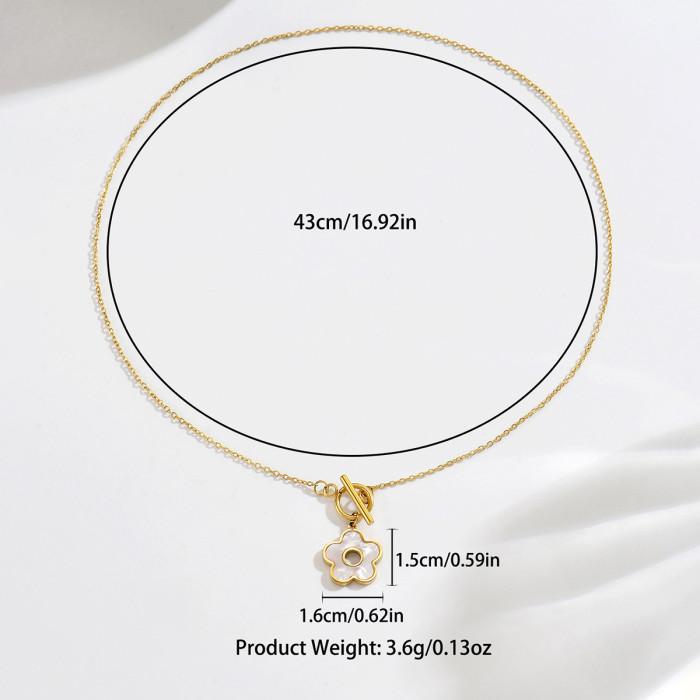 Wholesale Stainless Steel Flower Toggle Necklace