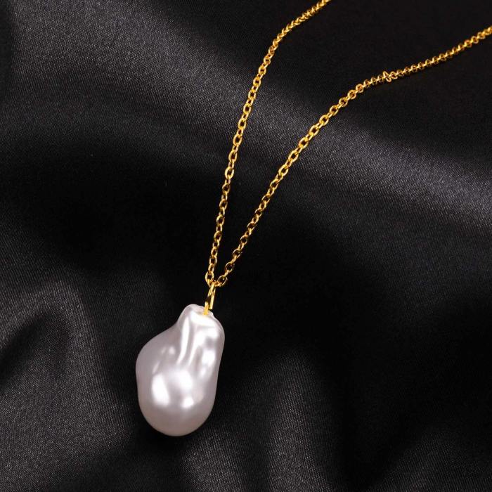 Wholesale Stainless Steel Baroque Pearl Pendant Necklace