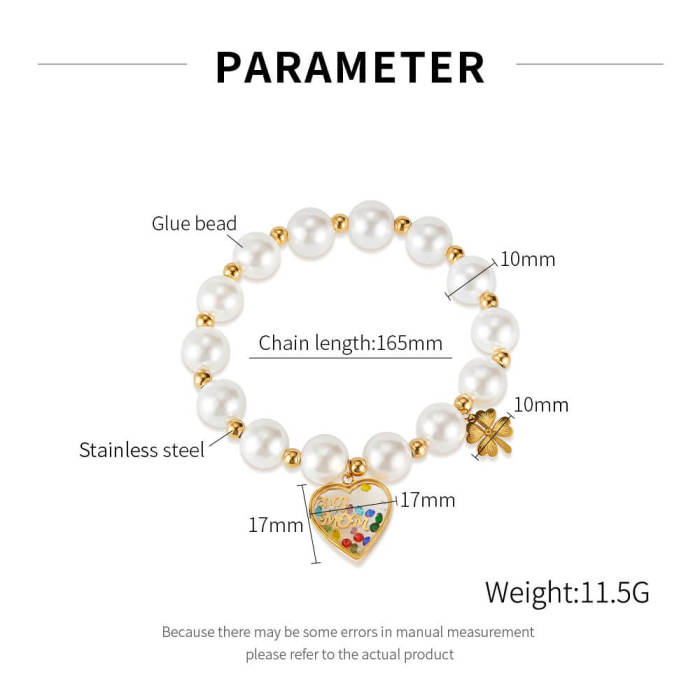 Wholesale Pearl Bracelet with Stainless Steel Heart