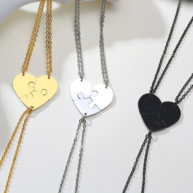 Wholesale Stainless Steel Puzzle Piece Necklace Best Friends