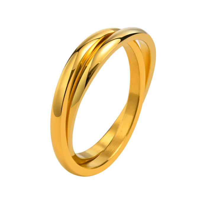 Wholesale Stainless Steel Double Ring Gold