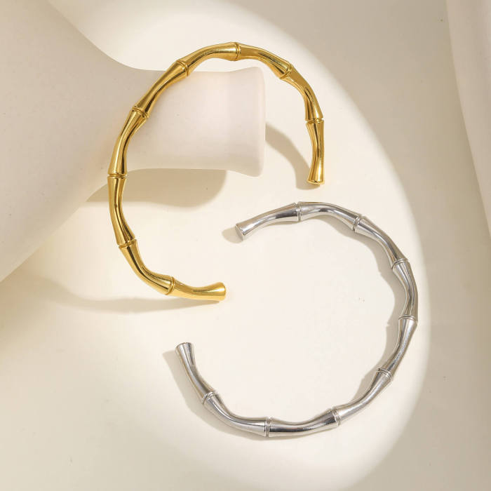 Wholesale Stainless Steel Bamboo Open Bangle