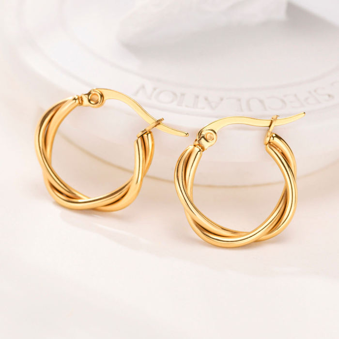 Wholesale Stainless Steel Stylish Double Hoop Earrings