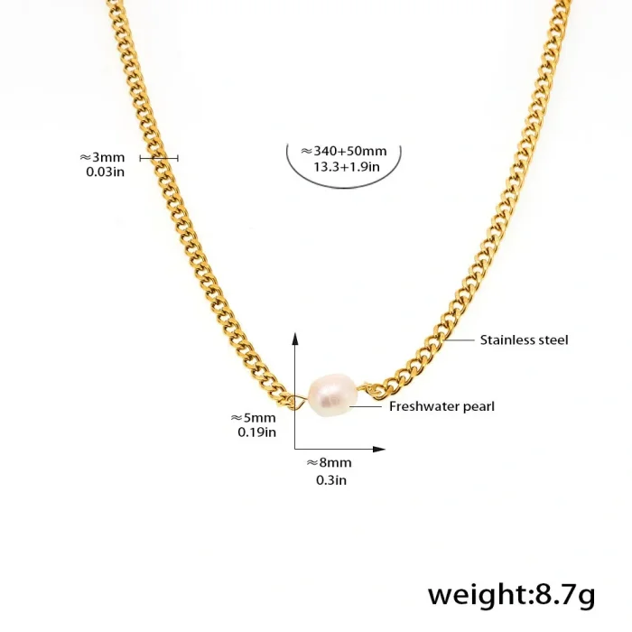 Wholesale Stainless Steel Simple single pearl necklace