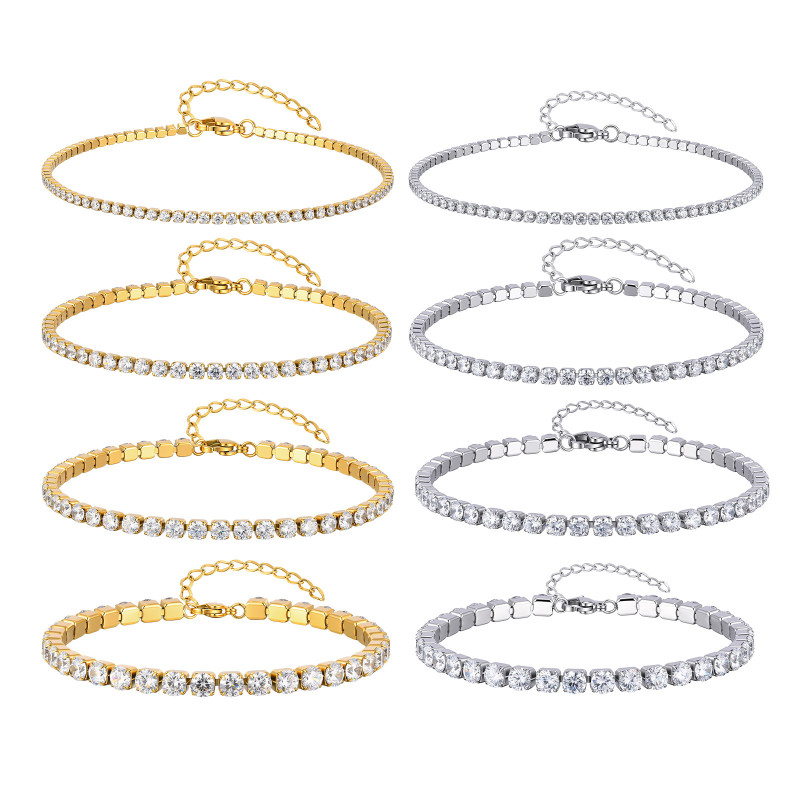 Wholesale Stainless Steel CZ Tennis Anklet