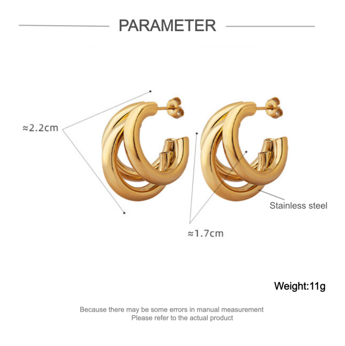 Wholesale Stainless Steel Triple C Earrings